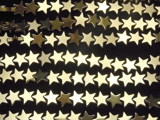 Hematite star 8x8mm gold coating 1strand beads (aprx.15inch/36cm)