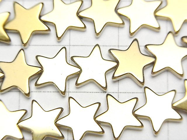 Hematite Star 10x10mm gold coating 1strand beads (aprx.15inch/38cm)
