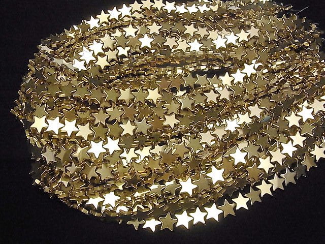 Hematite Star 10x10mm gold coating 1strand beads (aprx.15inch/38cm)