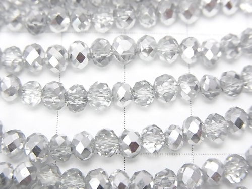 1strand $1.79! Glass Beads Faceted Button Rondelle 4 x 4 x 3 mm Silver Half Coating 1 strand beads (aprx.16 inch / 40 cm)