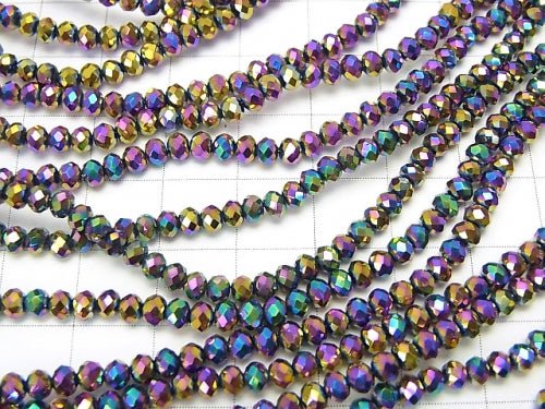 1strand $1.79! Glass Beads Faceted Button Rondelle 3x3x2mm Metallic Coating 1strand beads (aprx.14inch / 34cm)