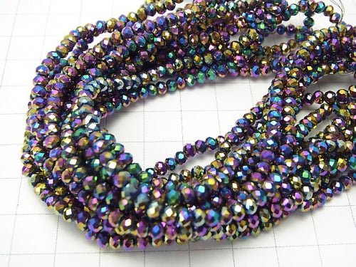 1strand $1.79! Glass Beads Faceted Button Rondelle 3x3x2mm Metallic Coating 1strand beads (aprx.14inch / 34cm)