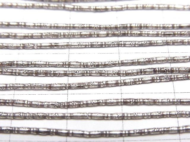 Karen Silver Flower Pattern Tube 3x1.5x1.5mm 1/4 or 1strand beads (approx. 26 inches/66 cm)
