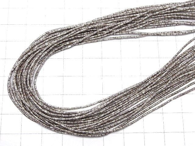 Karen Silver Flower Pattern Tube, 3x1.5x1.5mm half or 1-strand beads (approx. 26 inches/66 cm)
