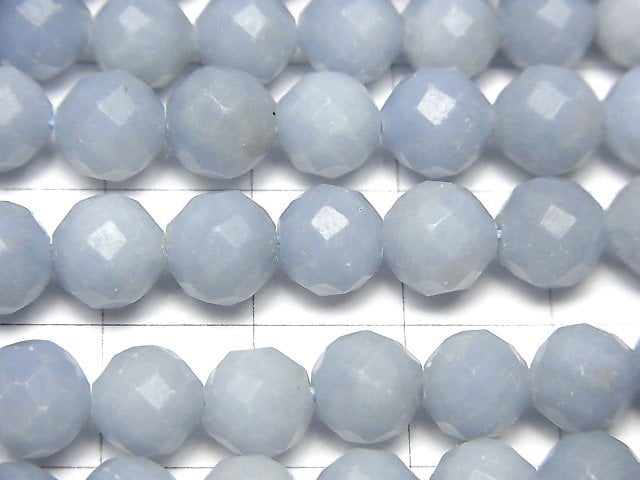 High Quality! Angelite AAA- 64Faceted Round 7mm half or 1strand beads (aprx.15inch/37cm)