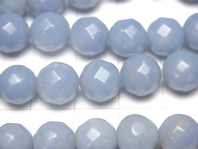 Angelite AAA- 64Faceted Round 10mm half or 1strand beads (aprx.15inch/38cm)
