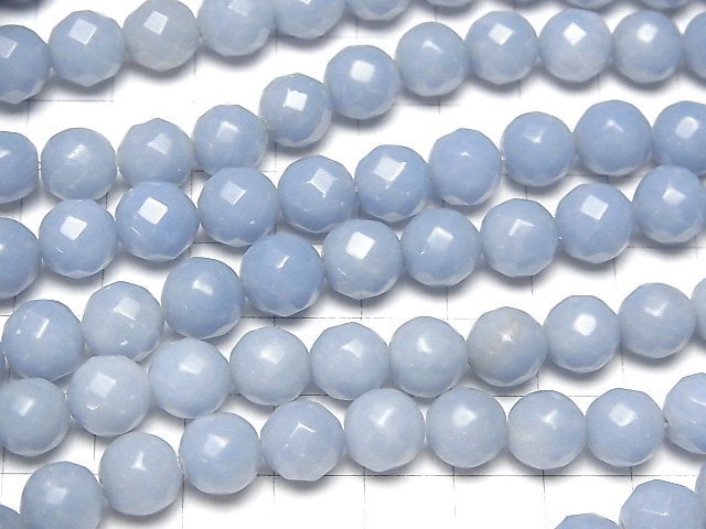 Angelite AAA- 64Faceted Round 10mm half or 1strand beads (aprx.15inch/38cm)