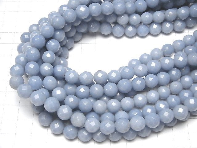 Angelite AAA- 64Faceted Round 10mm half or 1strand beads (aprx.15inch/38cm)