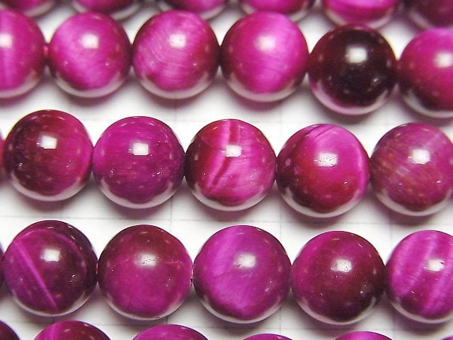 Pink color Tiger's Eye AA++ Round 8mm half or 1strand beads (aprx.15inch/37cm)