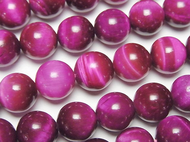 Pink color Tiger's Eye AA++ Round 10mm half or 1strand beads (aprx.15inch/36cm)