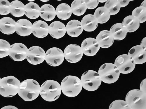 Crystal Quartz polka dot Faceted Round 12mm half or 1strand beads (aprx.15inch / 38cm)