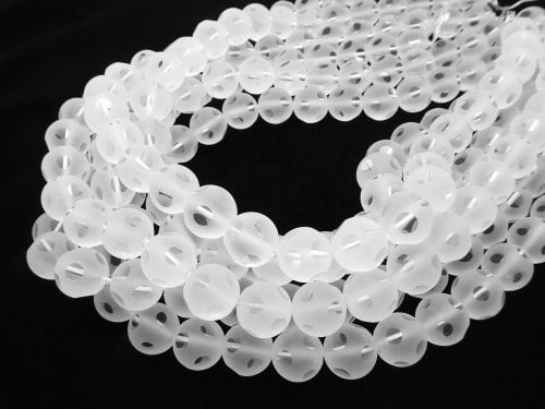 Crystal Quartz polka dot Faceted Round 12mm half or 1strand beads (aprx.15inch / 38cm)