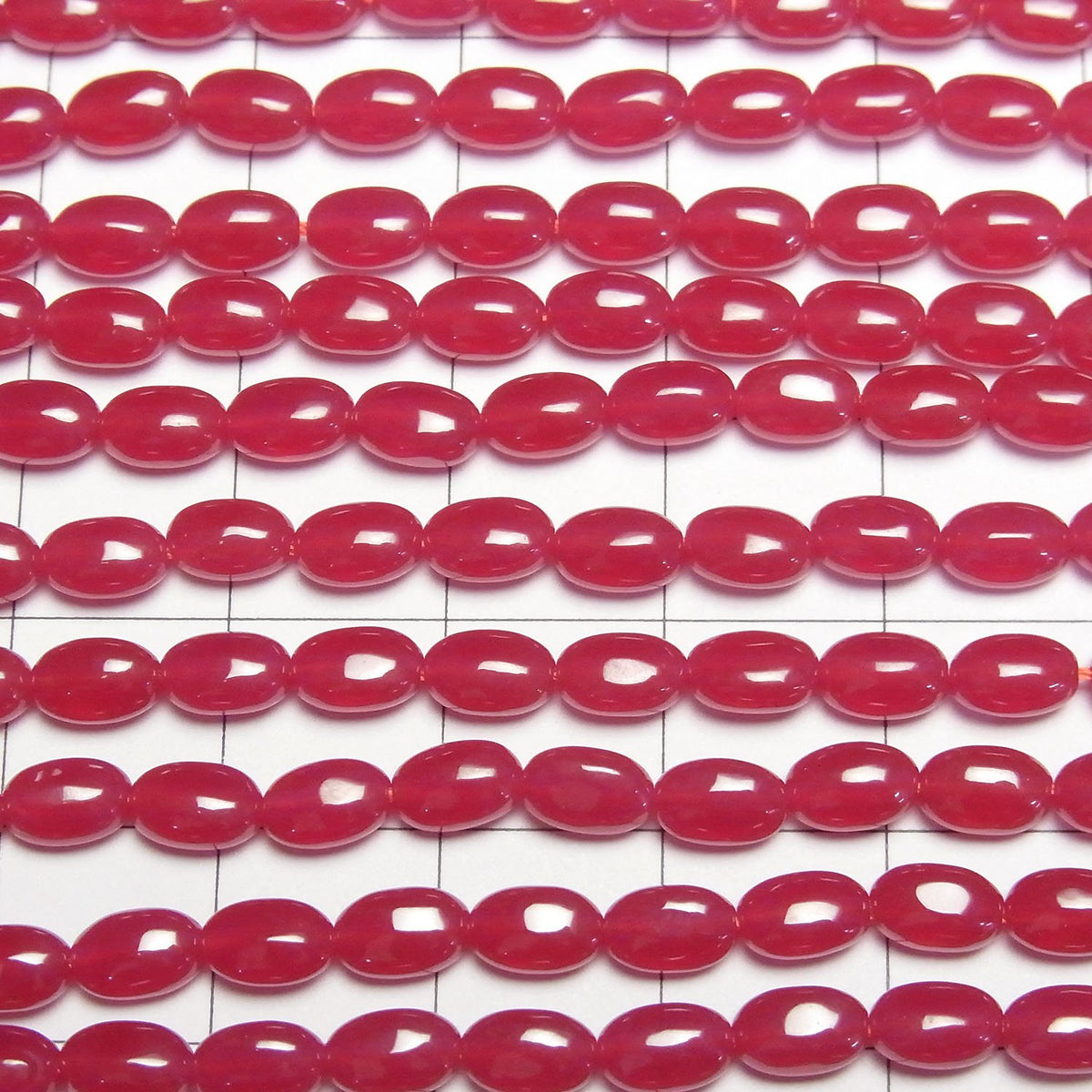 Synthetic Ruby AAA Rice 6x4x3mm half or 1strand beads (aprx.15inch/36cm)