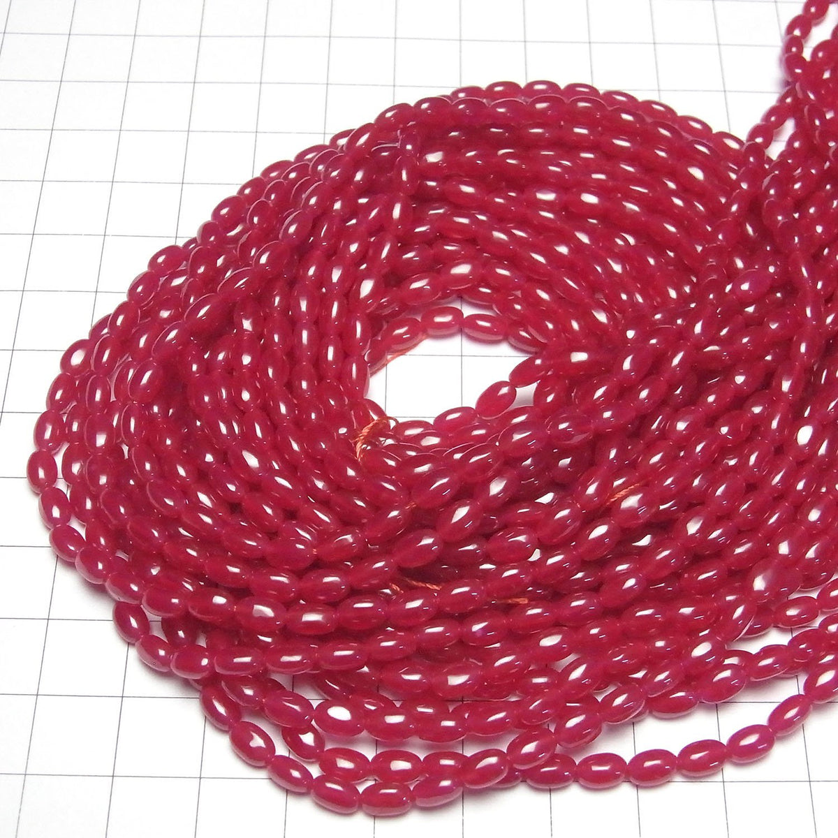 Synthetic Ruby AAA Rice 6x4x3mm half or 1strand beads (aprx.15inch/36cm)