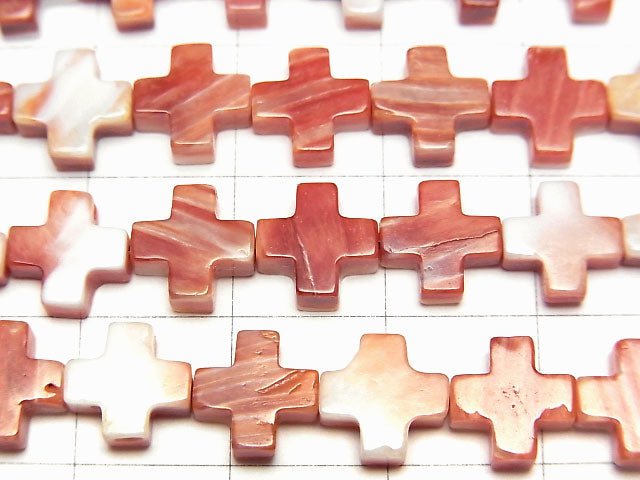 棘牡蠣貝殼十字架 8x8mm 1/4或1股珠子 (約15英吋/38公分)