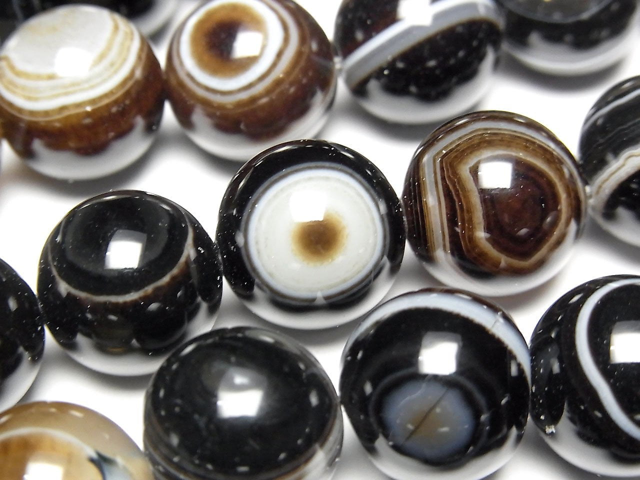 Agate Tibétaine (Agate Œil) AAA Ronde 14mm Demi-fil ou 1 fil Perles (environ 15 pouces/36 cm)