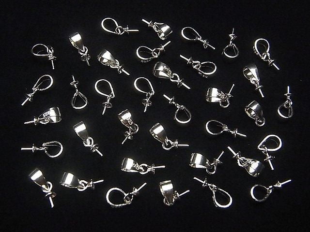 Screw Eye Rhodium Plated 4pcs with Silver925 Bail