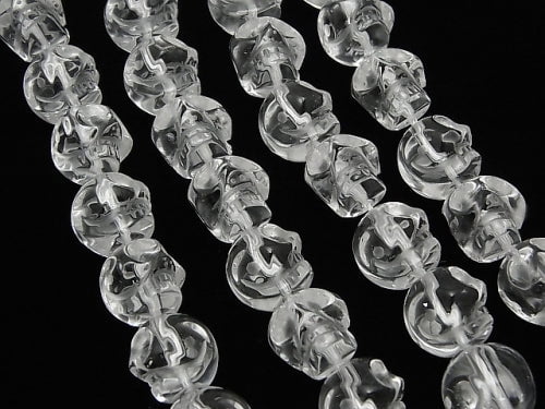 Crystal Quartz AAA Skull Vertical Hole 6, 8, 10, 12, 14, 16 mm half or 1strand beads (aprx.15 inch / 38 cm)