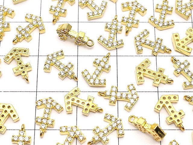 Metal Parts charm 11 x 7.5 Ikari gold color (with CZ) 1 pc $1.79