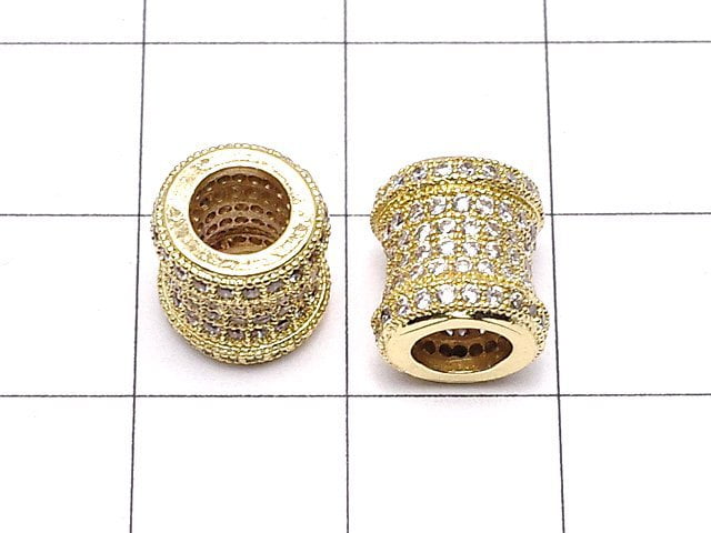 Metal Parts Tube 9 x 8.5 x 8.5 Gold Color (with CZ) 1 pc $4.59!