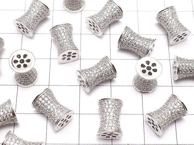 Metal parts Tube 11x8x8mm silver color (with CZ) 1pc
