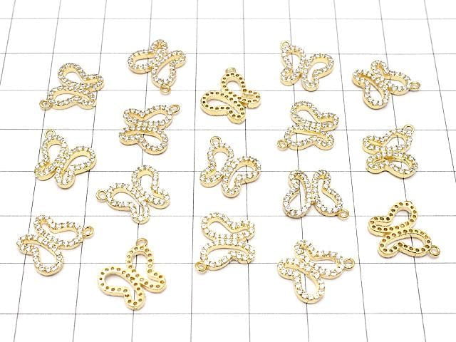 Metal Charm Butterfly 12x10mm Gold Color (with CZ) 1pc
