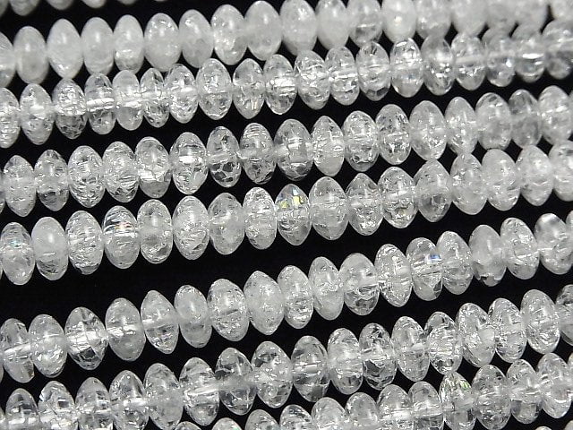 Cracked Crystal Quartz Rondelle 8x8x4mm half or 1strand beads (aprx.15inch/38cm)