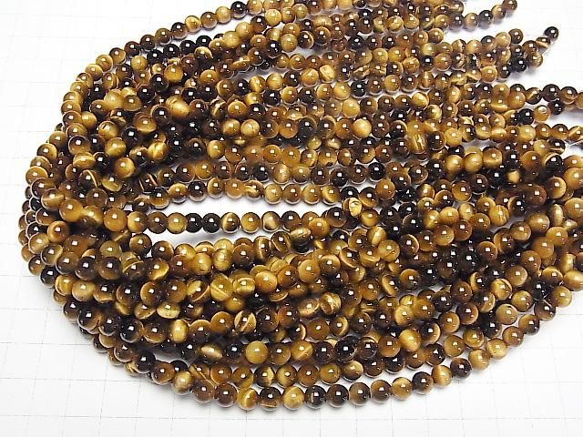 Yellow Tiger's Eye AA++ Round 6mm 1strand beads (aprx.15inch/36cm)