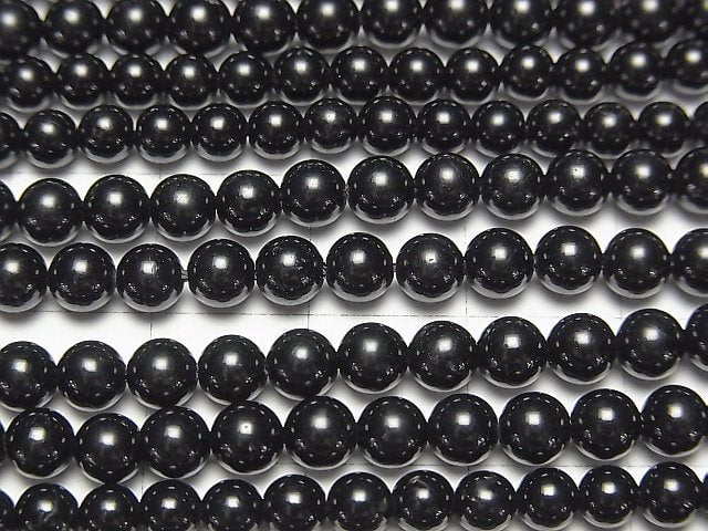 Black Tourmaline AAA Round 4mm half or 1strand beads (approx. 15 inches/38 cm)