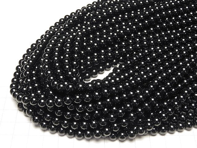 Black Tourmaline AAA Round 6mm half or 1strand beads (approx. 15 inches/37 cm)