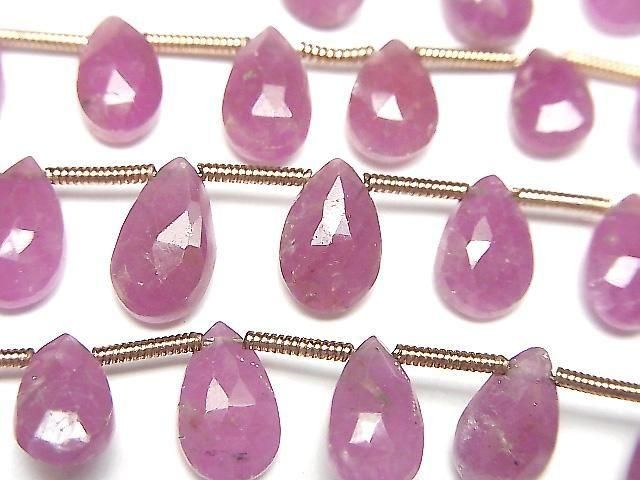 Unbehandelter rosa Saphir AA++ Tropfenform Facettierte Briolette 1strang Perlen (ca. 7 Zoll / 18 cm)