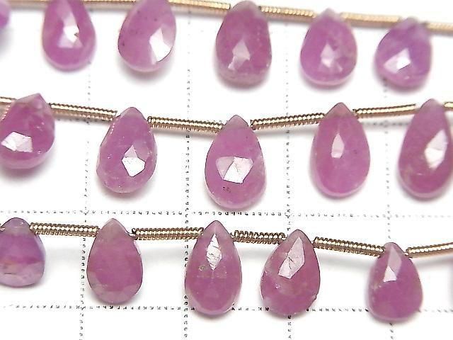 Unbehandelter rosa Saphir AA++ Tropfenform Facettierte Briolette 1strang Perlen (ca. 7 Zoll / 18 cm)