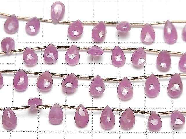 Unbehandelter rosa Saphir AA++ Tropfenform Facettierte Briolette 1strang Perlen (ca. 7 Zoll / 18 cm)