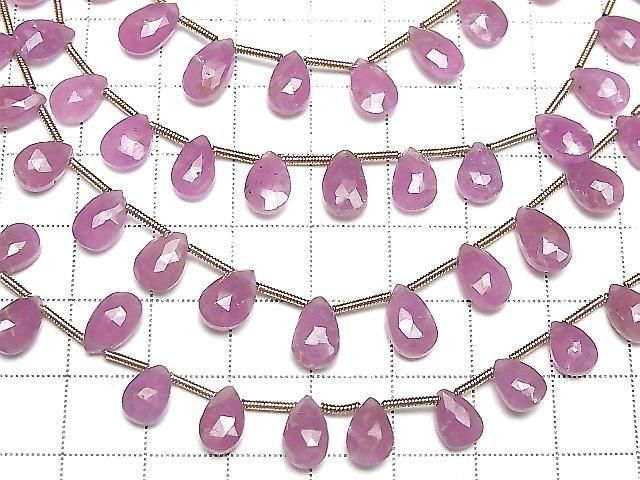 Unbehandelter rosa Saphir AA++ Tropfenform Facettierte Briolette 1strang Perlen (ca. 7 Zoll / 18 cm)