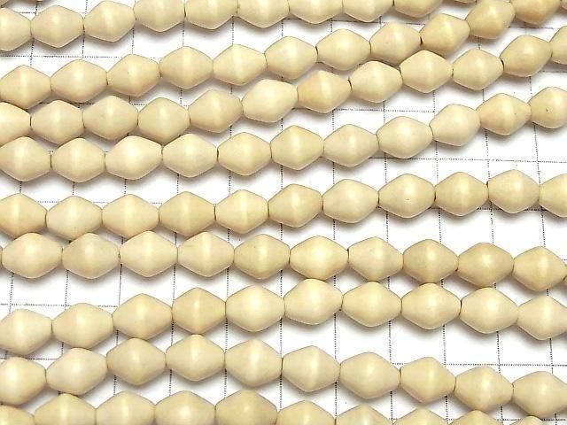 白木刻面米珠 10x8x8毫米 1串(約15英吋/38公分)