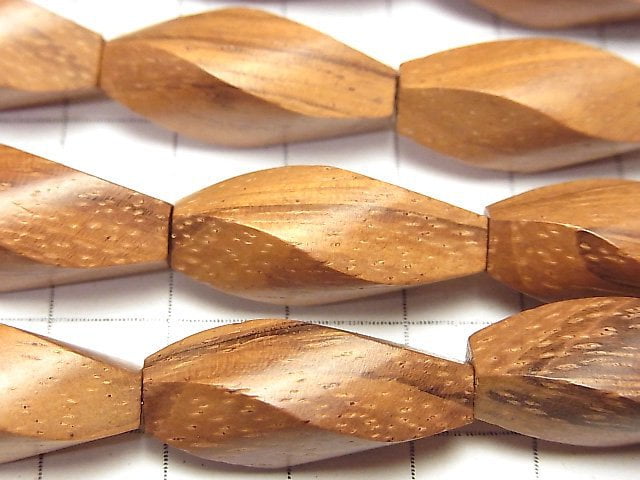 1strand $5.79! Wood Beads 4Faceted Twist Faceted Rice 25x10x10mm 1strand beads (aprx.15inch/36cm)