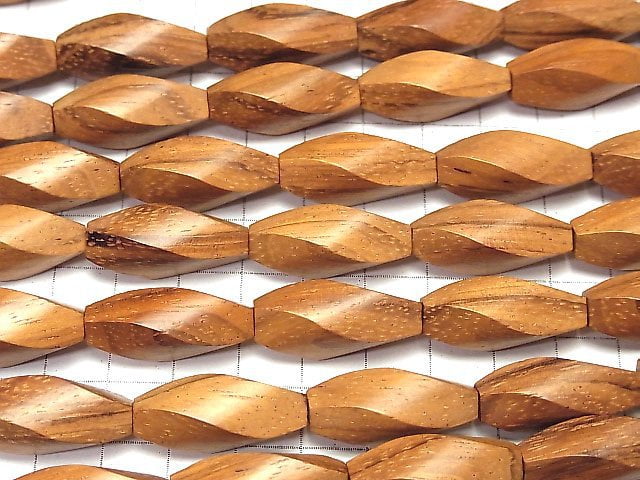 1strand $5.79! Wood Beads 4Faceted Twist Faceted Rice 25x10x10mm 1strand beads (aprx.15inch/36cm)