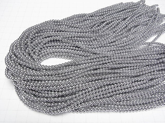 Hematite Round 3mm Silver coating 1strand beads (aprx.15inch / 38cm)
