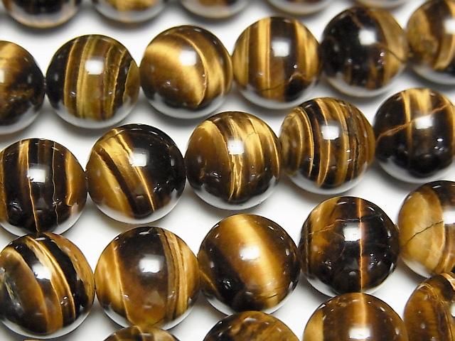 黃虎眼石 AAA - 圓珠 10mm 半串珠或一串珠 (約 15 英寸/36 公分)