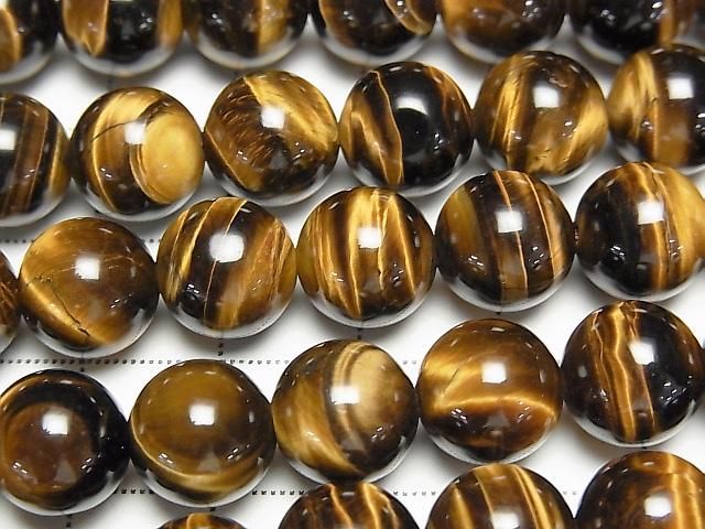 黃虎眼石 AAA - 圓珠 10mm 半串珠或一串珠 (約 15 英寸/36 公分)
