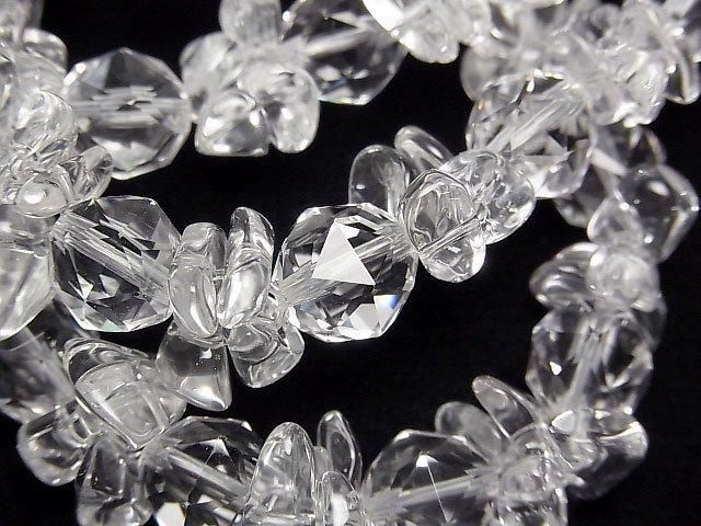 高品質水晶石英 AAA 刻面圓珠 8 毫米,10 毫米 x 碎石(小塊)手鍊