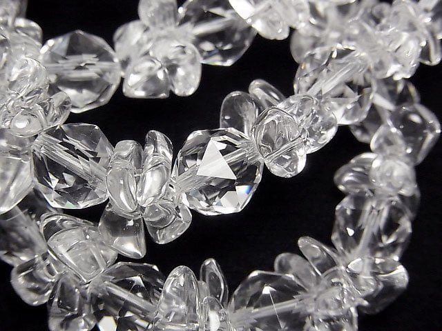 High Quality Crystal Quartz AAA Star Faceted Round 8mm,10mmxChips (Small Nugget) Bracelet