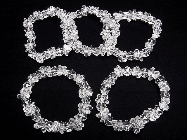 High Quality Crystal Quartz AAA Star Faceted Round 8mm,10mmxChips (Small Nugget) Bracelet