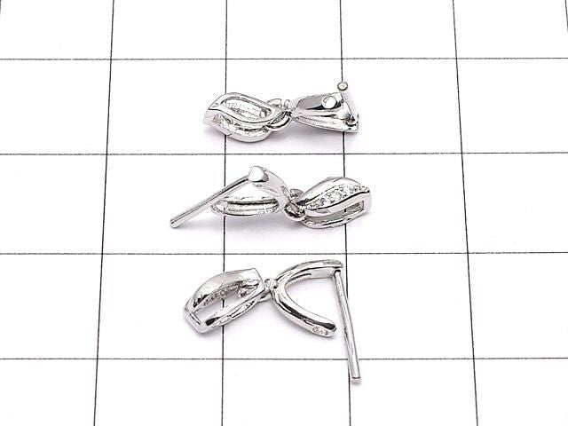 Metal parts pendant Bail Silver color (with CZ) NO.4 2pcs