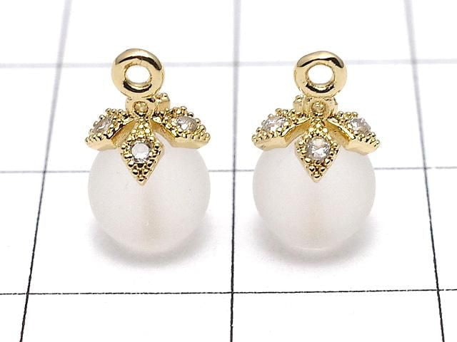 Metal parts, Screw Eye, Gold color (with CZ), 2 pieces