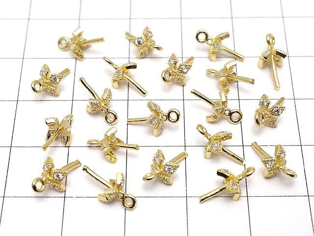 Metal parts, Screw Eye, Gold color (with CZ), 2 pieces