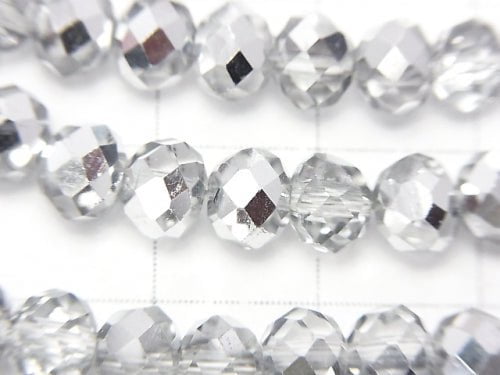 1strand $2.39! Glass Beads Faceted Button Rondelle 6x6x4mm Silver Half Coating 1strand beads (aprx.17inch / 42cm)