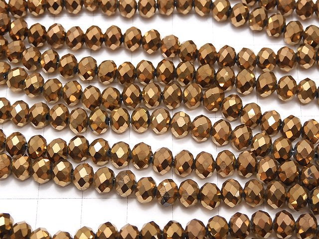 1strand $2.39! Glass Beads Faceted Button Rondelle 6x6x4mm Bronze 1strand beads (aprx.17inch / 42cm)