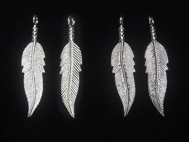 Silver 925 Feather Charm, 42 x 10 x 2.5 mm, 1 piece