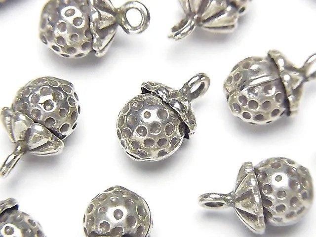 Karen Silver Strawberry Charm 14x9x9mm 1pc